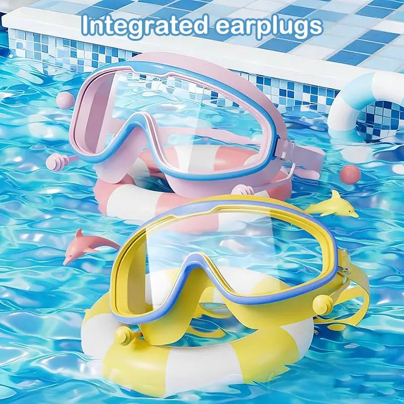 New【1PC Swimming Goggles Big Frame HD View Anti-fog Waterproof Swim Goggles Boys And Girls Multi-color To Choose】