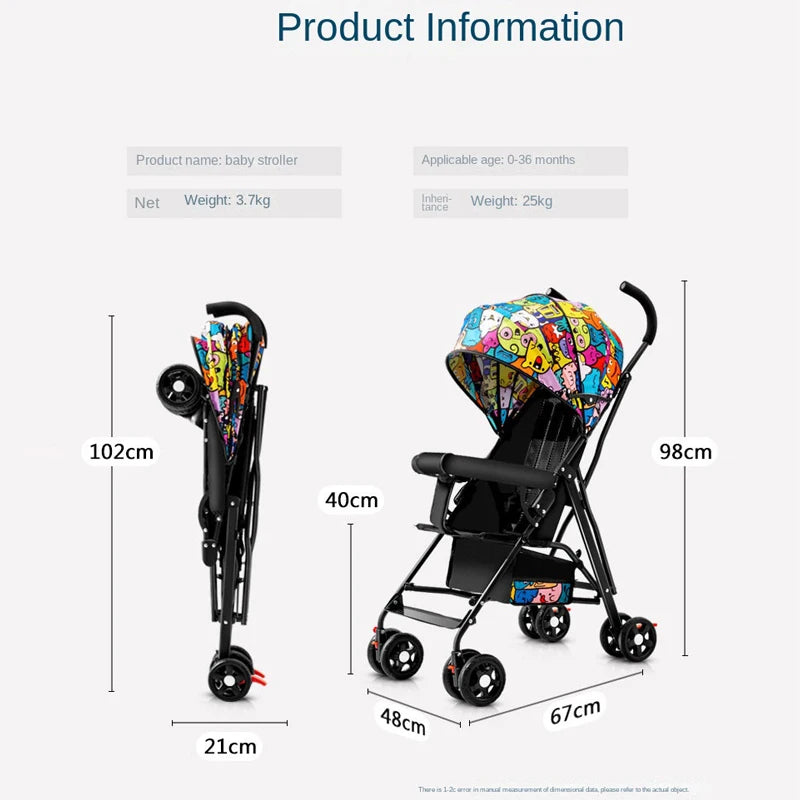 Baby Buggy Can Sit or Lie Down Lightweight Folding Locket Umbrella Car Baby 0 to 3 Years Old Child Stroller