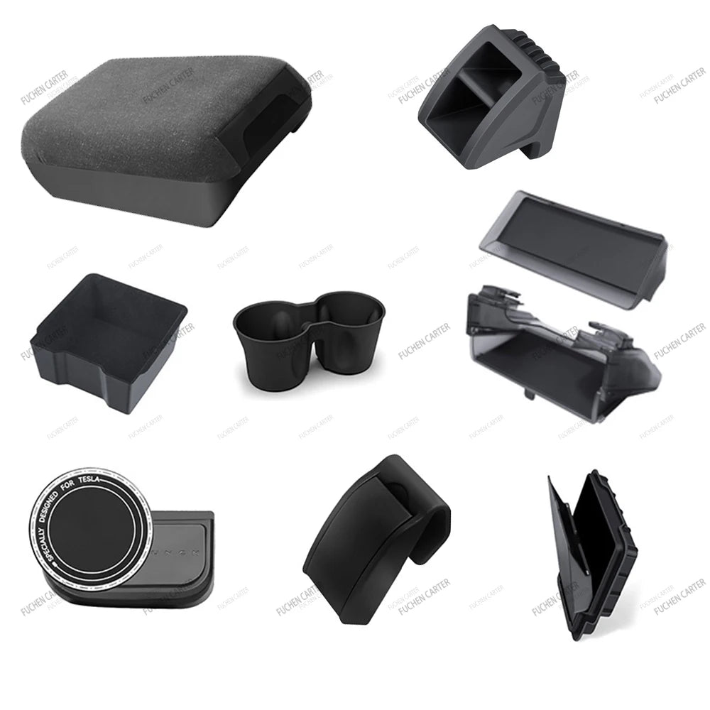 For Tesla Model Y Juniper 2025& Standard 2025+ Console & Armrest Hidden Storage Box Cup Holder Console Organizer Box Accessories