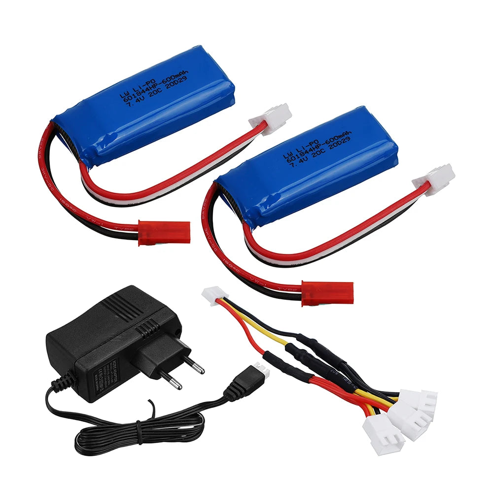 7.4V 600mAh Lipo Battery Charger for WLtoys K969 K979 K989 RC Car for XK A280 A160 A300 RC Aircraft Spare Parts 2s 7.4v Battery