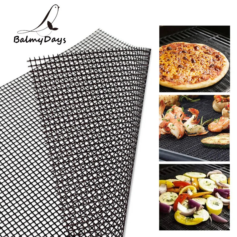 BBQ Grill Mat Non-stick Barbecue Mat Reusable PTFE BBQ Grill Mat Mesh Grill Smoker Cooking Mat Grill Pad Liner BBQ Accessories