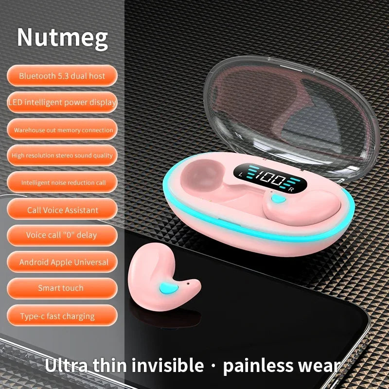 NEW Invisible Sleep Wireless Earphones IPX5 Waterproof Headphones Mini Sport Game Bluetooth Stereo HIFI Music Headset Earbuds