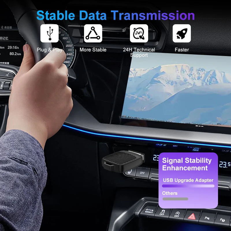 CarPlay Android Auto Adapter Wired To Wireless 5GHz WiFi5.0 type-c Plug and Play, for Original Wired CarPlay/Auto Cars