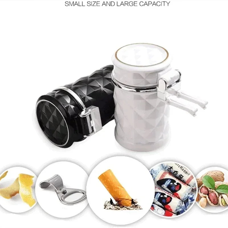 LED Light Alloy Ashtray Aluminum Cup Smokeless Car Ashtray Flame Retardant Auto Parts Car Portable Universal Ashtray Belt