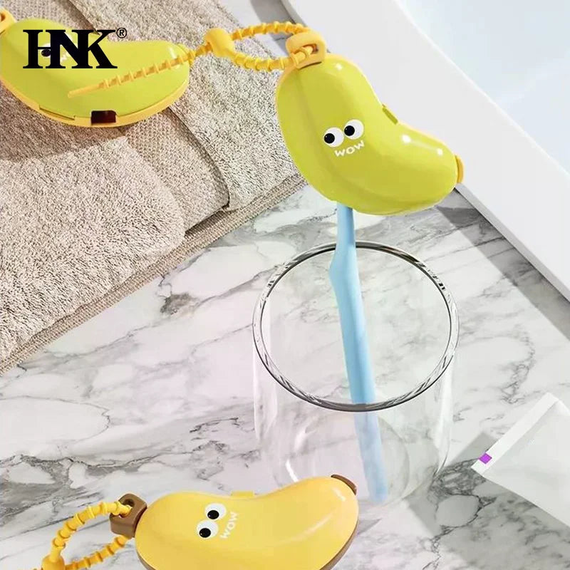 Banana Toothbrush Head Protective Cover With Toothpaste Compartment Toothbrush Dust Clamp Portable Travel Style Storage Box