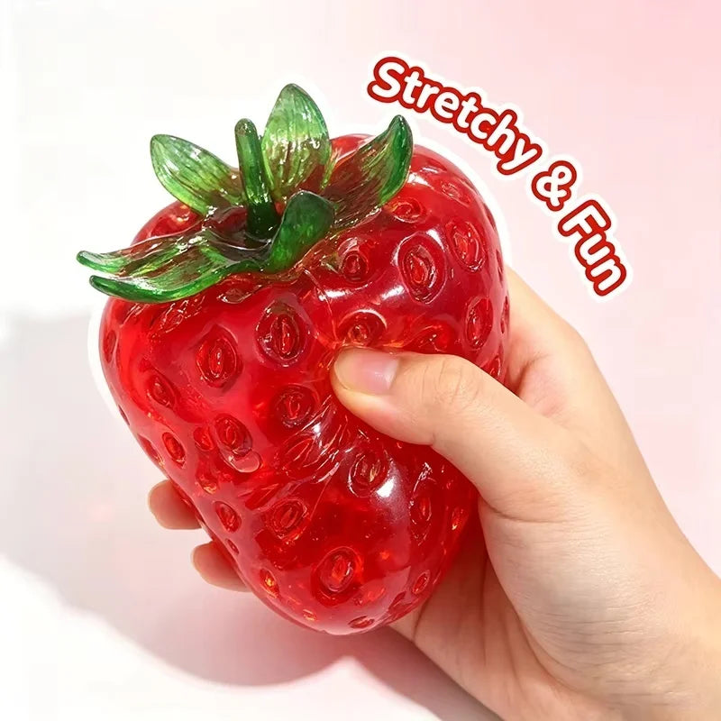 Squishy Vaseline Strawberry Stress Ball Toy Creative Strawberry No Rebound Squeeze Fidget Toy ASMR Sensory Stress Relief Toys