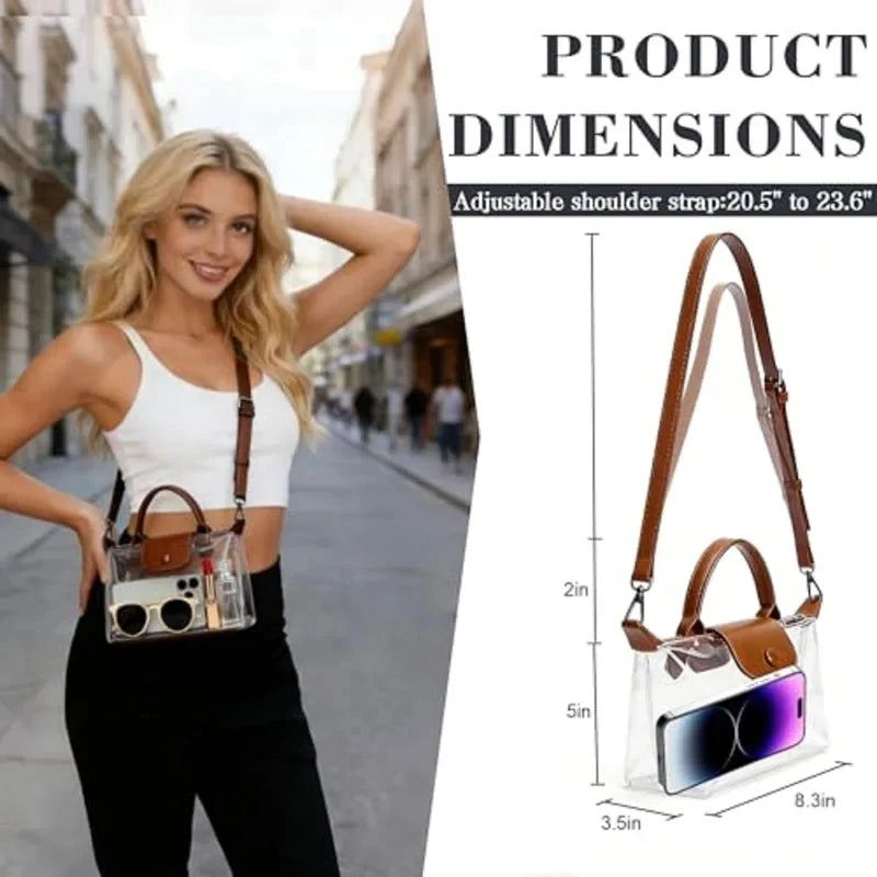 2026 New PVC Waterproof Transparent Handbag Women Large Capacity Phone Bag Niche Shoulder Crossbody Bag
