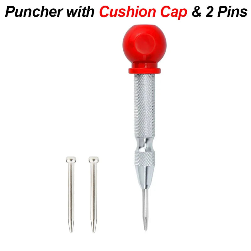 Center Punch Automatic Spring Loaded Ring Manual Puncher Impact Hole Locator Centre Tool Kit for Metal Wood Steel Sheet Leather