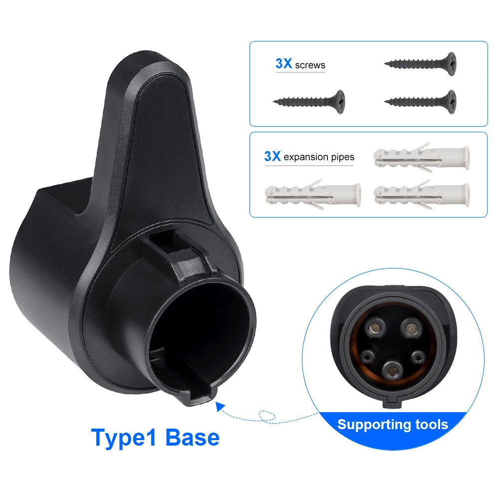 IPENGEN Electric Car Vehicle Charging Organizer Socket Type2 Type1 GBT For Tesla EV Charger Cable Holder Plug Wall Mount Bracket