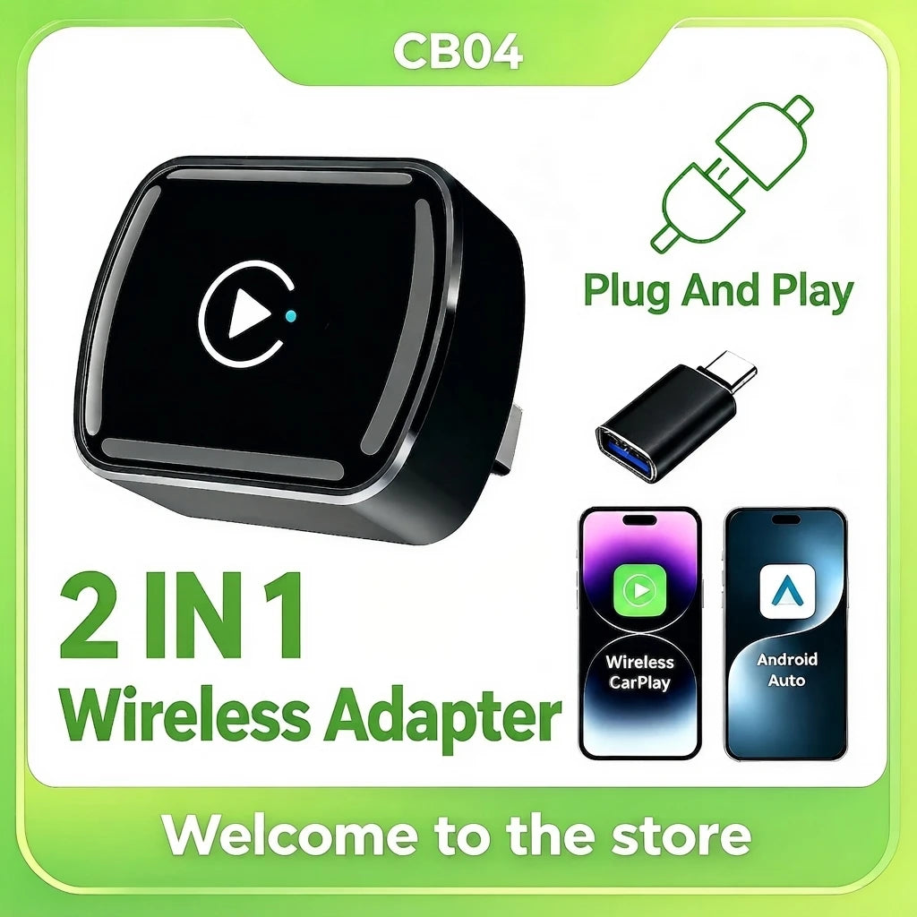 2026 Upgrade 2-in-1 Mini Wireless CarPlay Android Auto Adapter, Wired to Wireless Car Play Dongle Fast Auto Connect Low Latency,