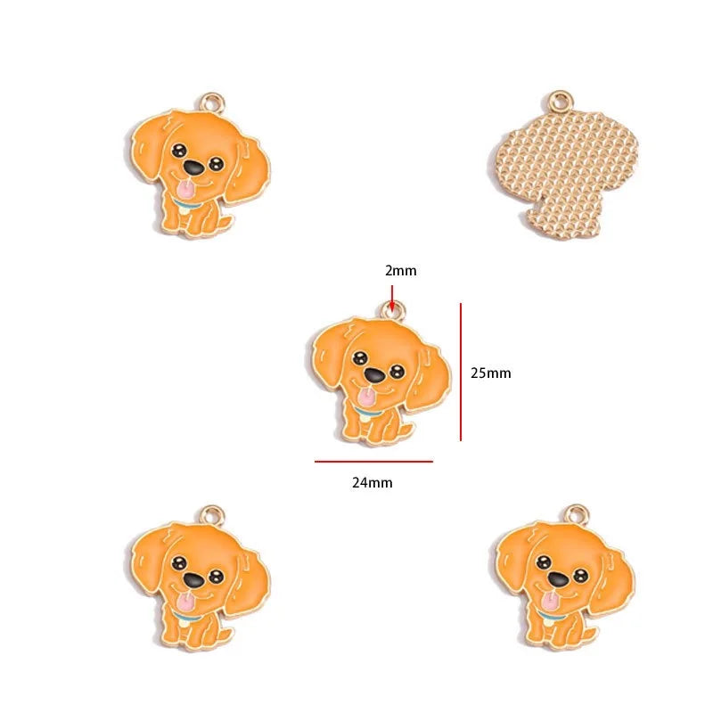 12pcs Alloy Drip Oil Cute Pet Dog Jewelry DIY Pendant Earrings Necklace Accessories Keychain Pendant Handmade