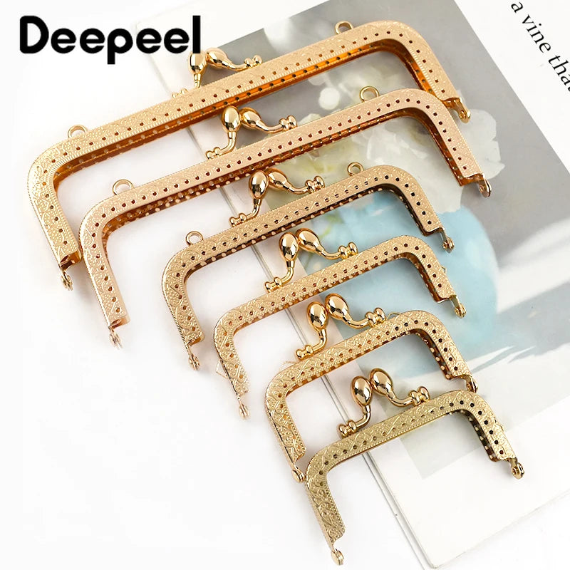 1/2/5Pcs 8.5-20cm Metal Gold Embossed Bag Handle Purse Frame Kiss Clasp for Women's Handbag Wallet DIY Handmade Bags Accessories
