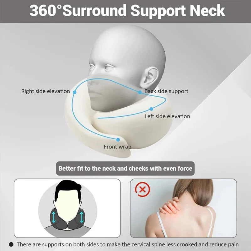Portable U-shaped Travel Pillow 100% Memory Foam Snail Pillow Travel Neck Support Neck Pillow Adjustable Soft Noon Break Pillows