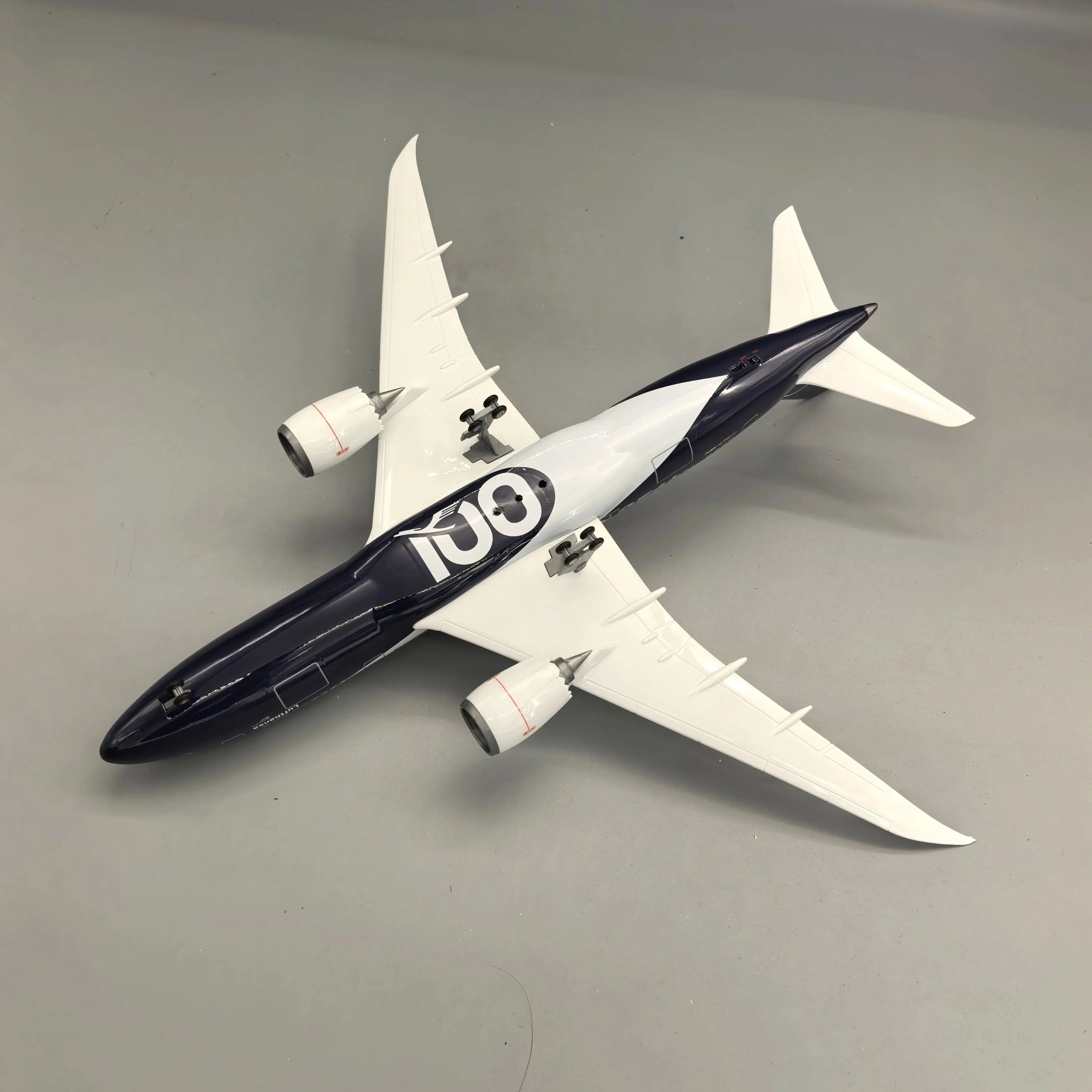 New 43cm Lufthansa Plane Model B787 Miniature Airplane 100 Years Collectible Scale Aircraft Toy Resin With Wheels Voice Control