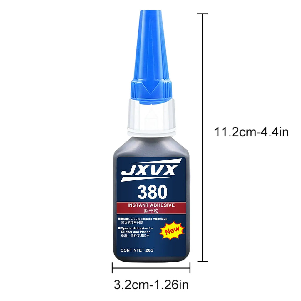 JXVX 380 20 g Cyanoacrylate Adhesive High Temp Resistant Impact Resistant Bond Plastic Metal Rubber For Auto Body Bumper Repair.