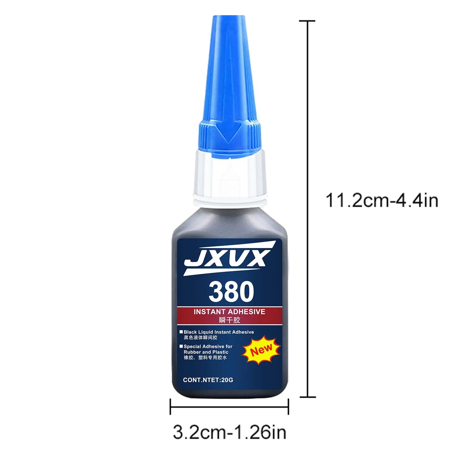 JXVX 380 20 g Cyanoacrylate Adhesive High Temp Resistant Impact Resistant Bond Plastic Metal Rubber For Auto Body Bumper Repair.