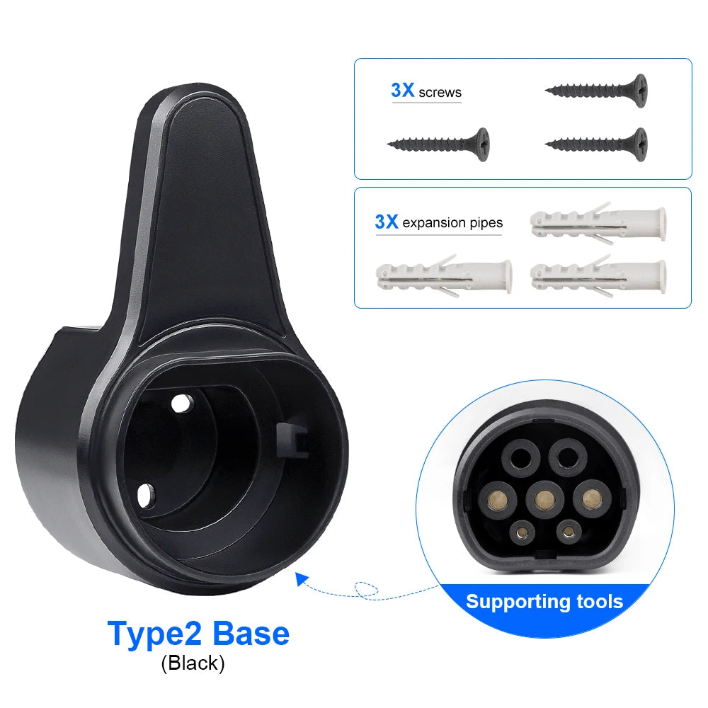 IPENGEN Electric Car Vehicle Charging Organizer Socket Type2 Type1 GBT For Tesla EV Charger Cable Holder Plug Wall Mount Bracket