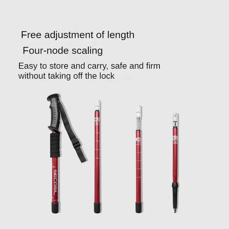 Aluminium Alloy Teleskopic Stick Hiking Poles Trekking Walking Sticks Ultralight Adjustable Walking Cane Telescopic Alpenstock