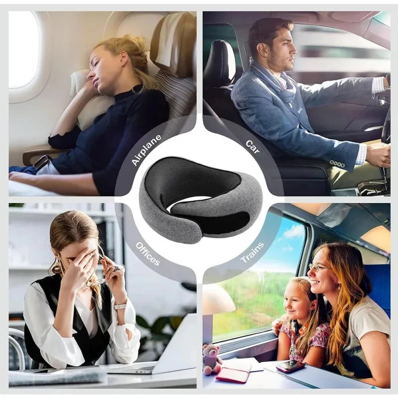 Portable U-shaped Travel Pillow 100% Memory Foam Snail Pillow Travel Neck Support Neck Pillow Adjustable Soft Noon Break Pillows