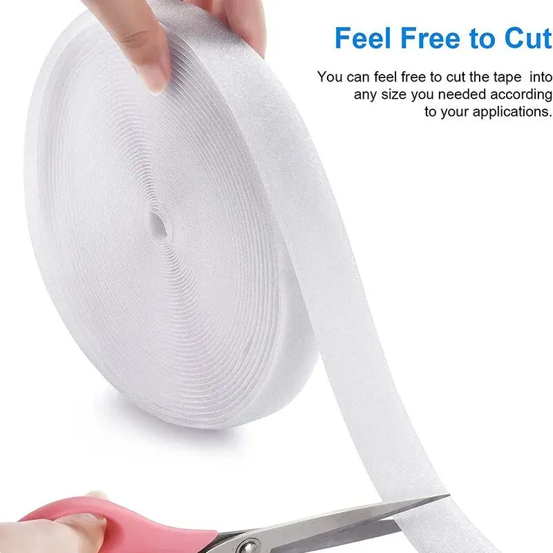 25Meter Reusable Magic Nylon Strip Household Hook and Loop Non-Adhesive Fastener Tape DIY Sewing Accessories 20/25/30/50mm white