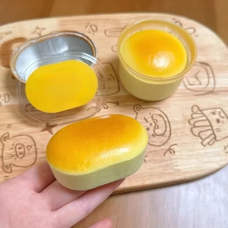 1PC Squishy Realistic Cheese Cake Slow Rebound Stress Relief Decompression Toys Semi-Cooked Cheese Prank Toys Sticky Fingers