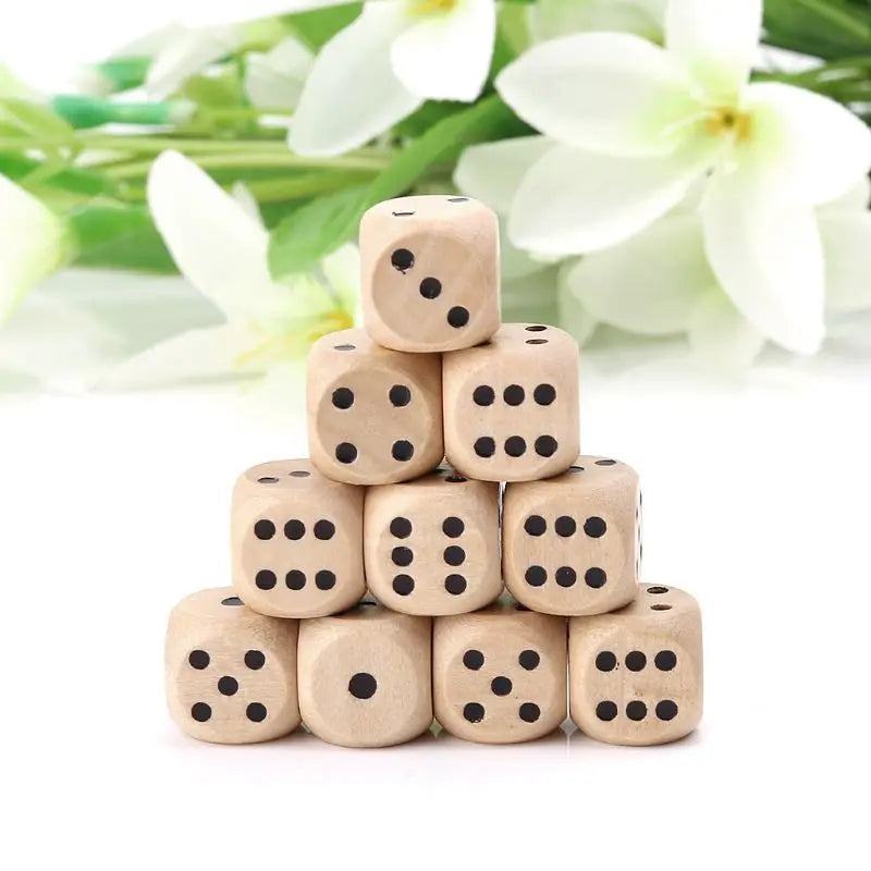 10Pcs Wooden 6 Sided D6 Faces 14mm Digital Number Cubes Round Corner For Kid Educational DIY Board Games R66E