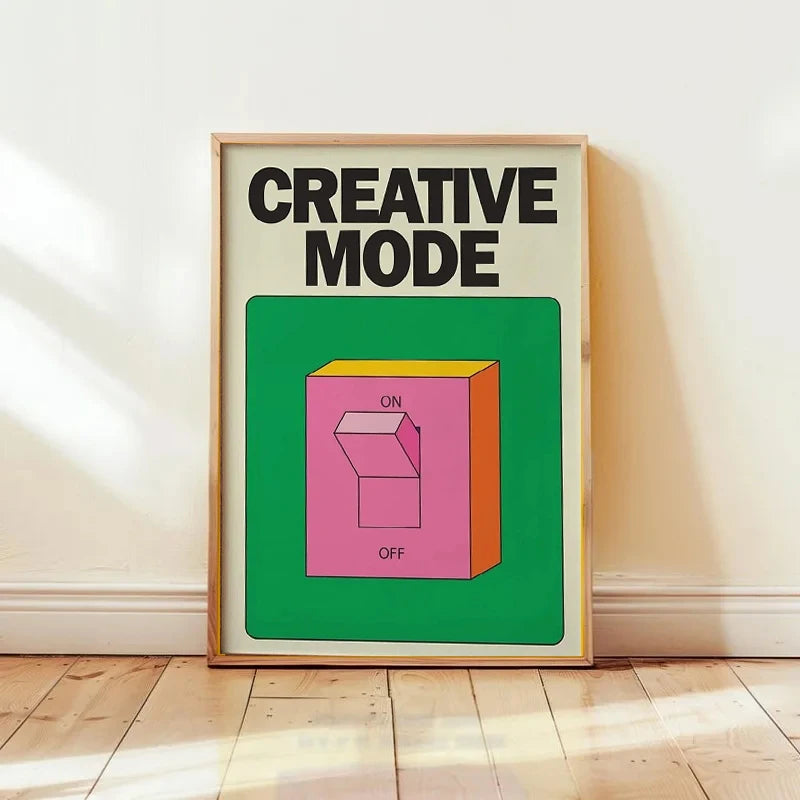 Cartoon Switch Poster Mental Health Poster Inspirational Quotes Positive Wall Decoration Colorful Retro Illustration - Frameless