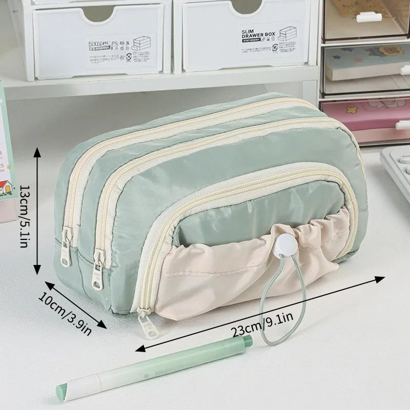 INS Pencil Case Large Capacity Pen Bag Cute Stationery Case Makeup Pouch Back to School Pink Pencil Case with Mesh Pocket 필통