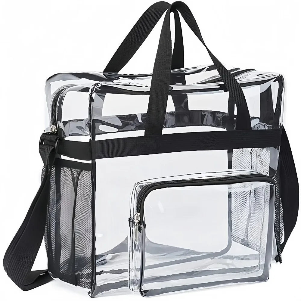 Clear Tote Bag Heavy Duty Plastic Transparent Crossbody With Zipper Pockets Pass Stadium Security Fast For Women Work Concerts