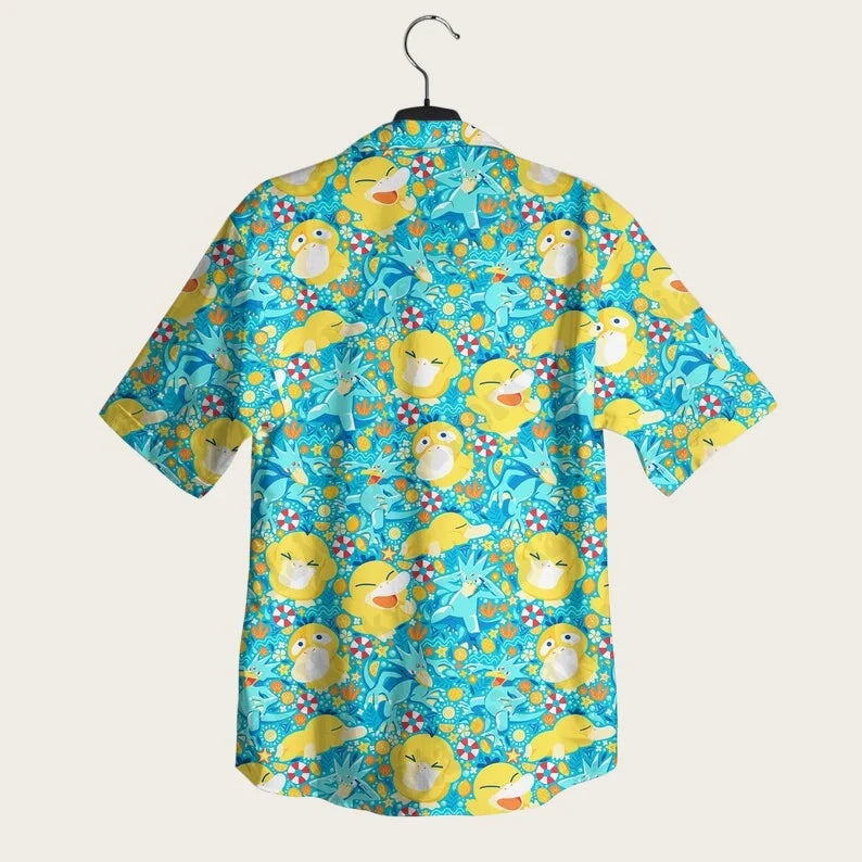 2026 Summer Special Edition Pokémon Psyduck Men Hawaiian Shirt Shorts Set Women Home Casual Anime Pajama T-shirt Shorts Set Gift