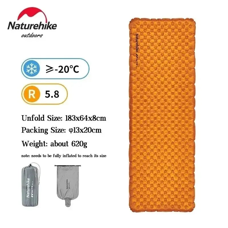 Naturehike Camping Mat 3.5/5.8/8.8 High R Value Ultralight Warm Inflatable Mattress Outdoor Portable Folding Inflatable Mats