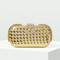 clutch  lid, rhinestone  full diamond , pu braided diamond-encrusted banquet party bag