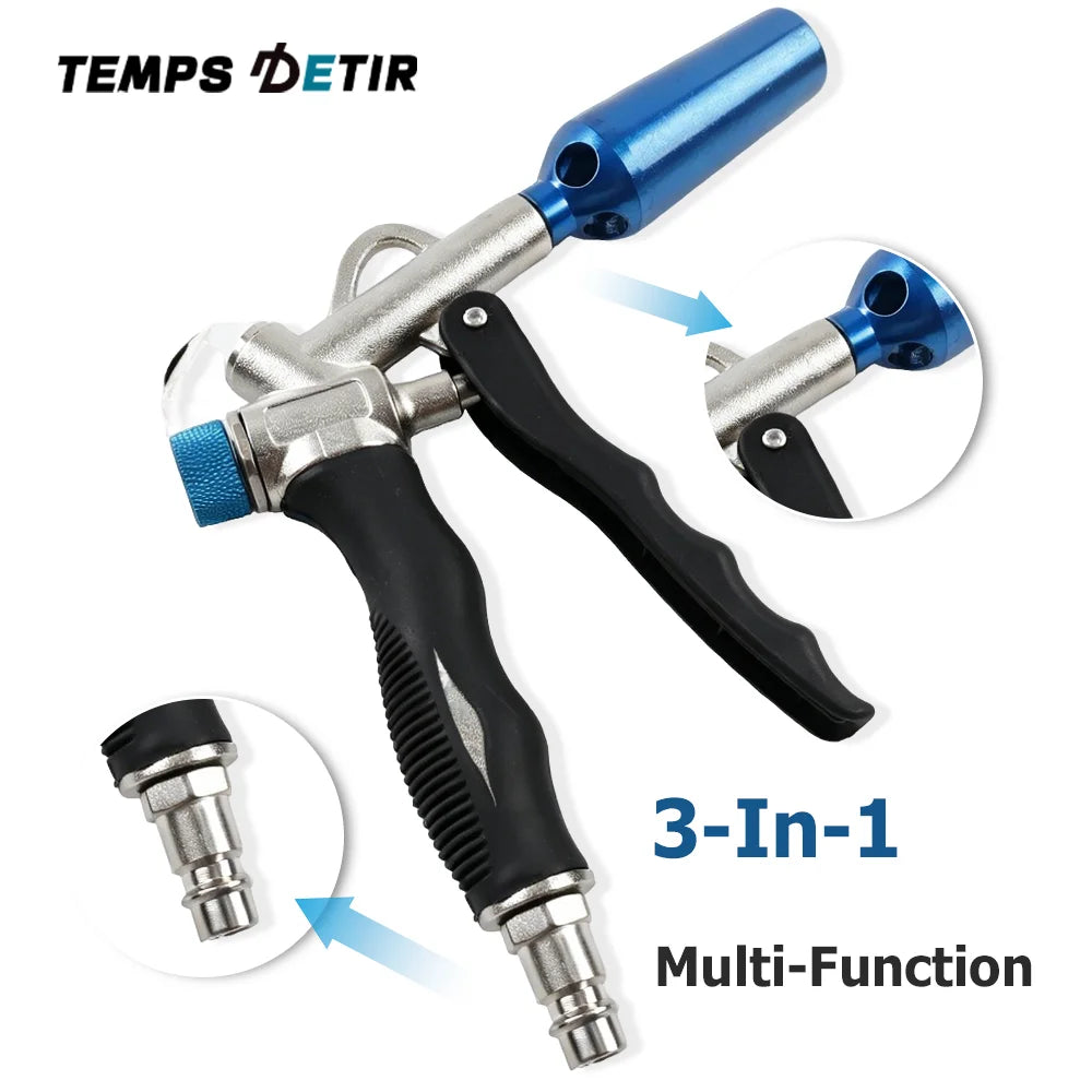 3-IN-1 Adjustable Air Blow Gun High Flow Pneumatic Dust Gun with 1/4" Air Inlet for Industrial Cleaning/Workshop Pneumatic Tool