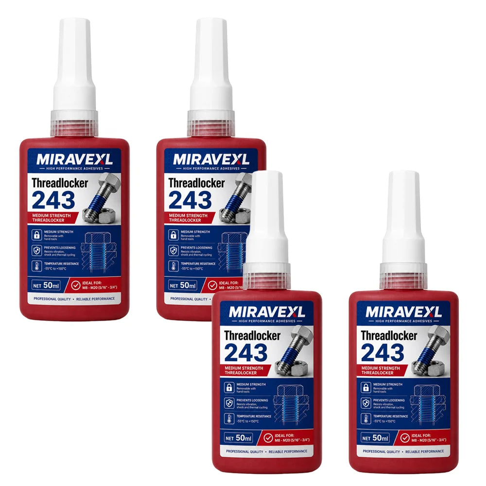 MIRAVEXL Threadlocker 243 Medium Strength Screw Glue Anaerobic Adhesive for Bolts NutsThreads Removable Anti Loose 10ml 50mlKit