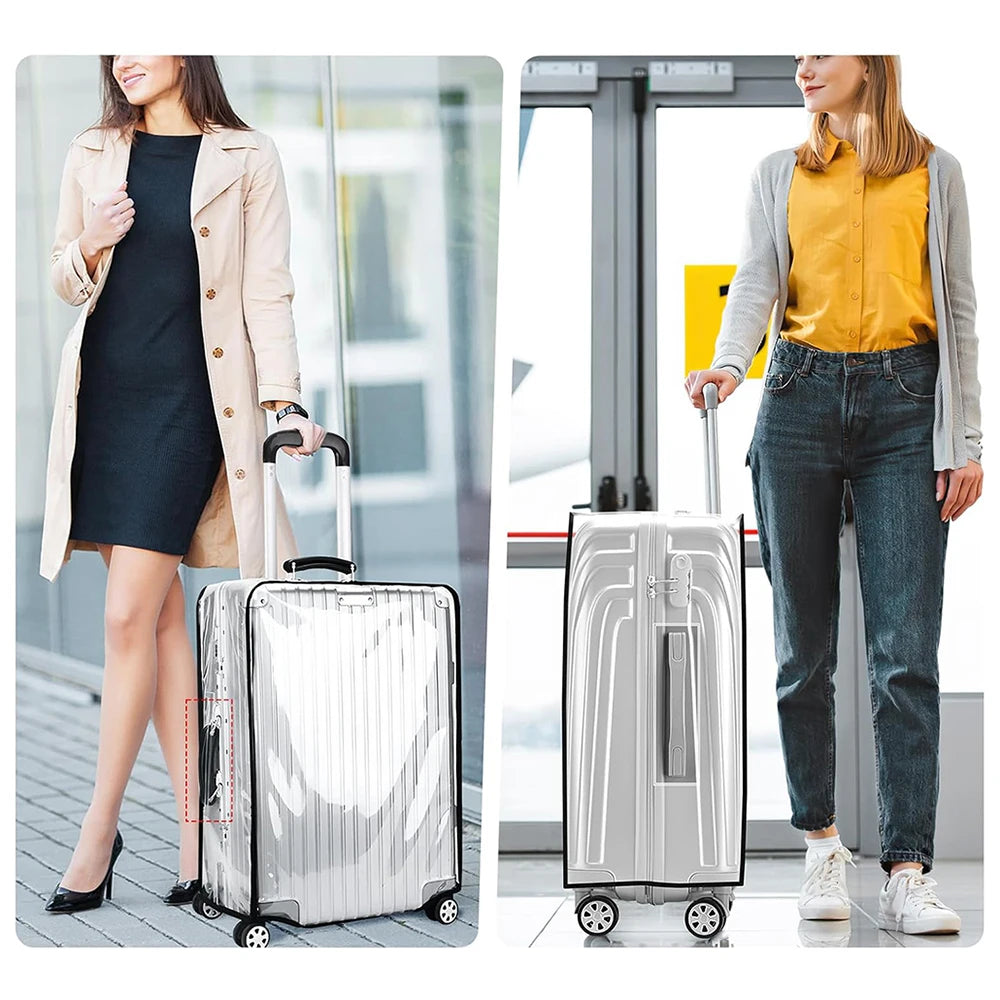 Transparent Waterproof PVC Suitcase Protector, Wear Resistant Dustproof Cover for 20-28 Inch Wheeled Trolley Luggage