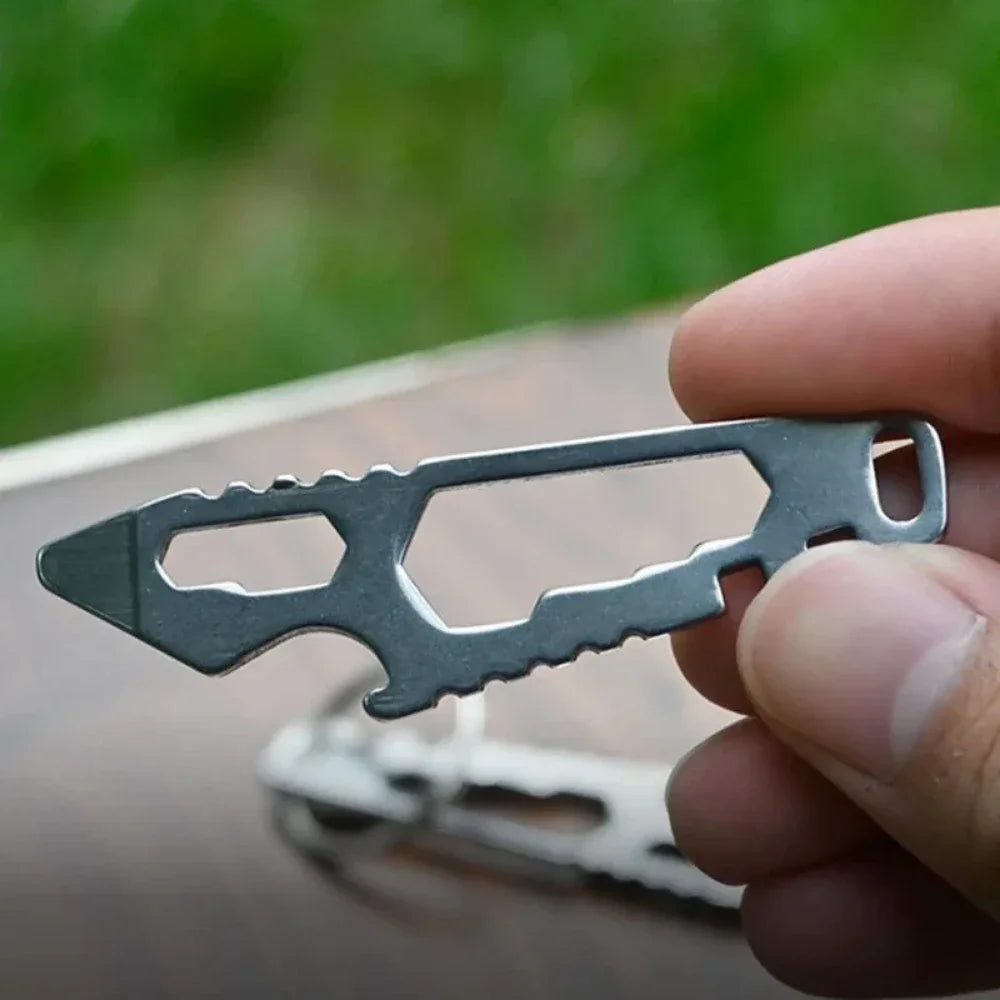 Mini Multifunctional Stainless Steel Pry Bar EDC Hex Wrench Bottle Opener Portable Outdoor Bicycle Repair Tool