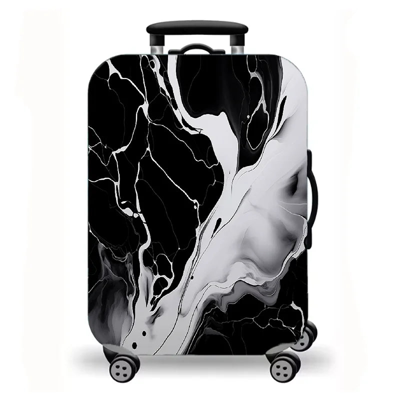 Luggage Cover, Gold Foil Fluid Marble Agate Print Stretch Suitcase Protector, Luxury Neutral Abstract Travel Design