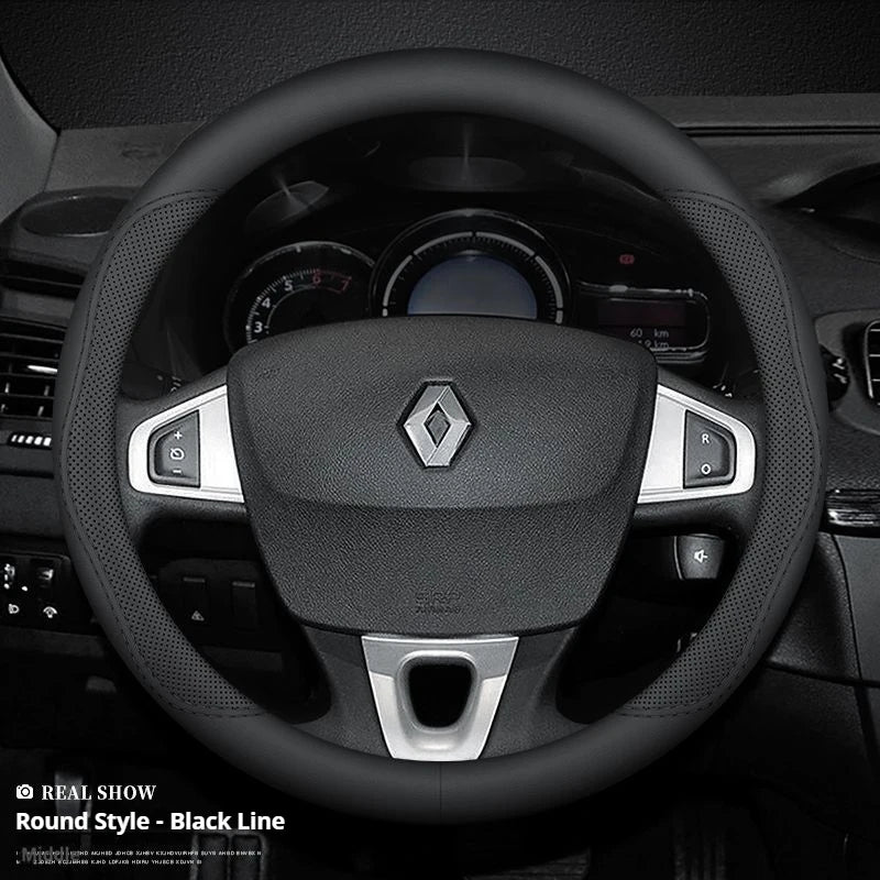 Car Steering-Wheels Cover 38cm Leather For Renault Clio Fluence Megane Laguna Talisman Captur Kadjar Kaptur Koleos Scenic Espace