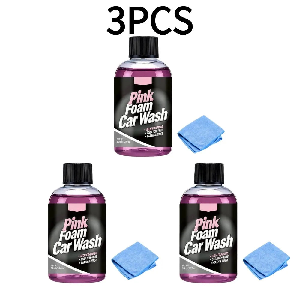 50ml Foam Car Wash Liquid Active Snow Shampoo Rich Foaming Soap Scratch Free Deep Clean with Microfiber Towel Automobile 1/5PCS