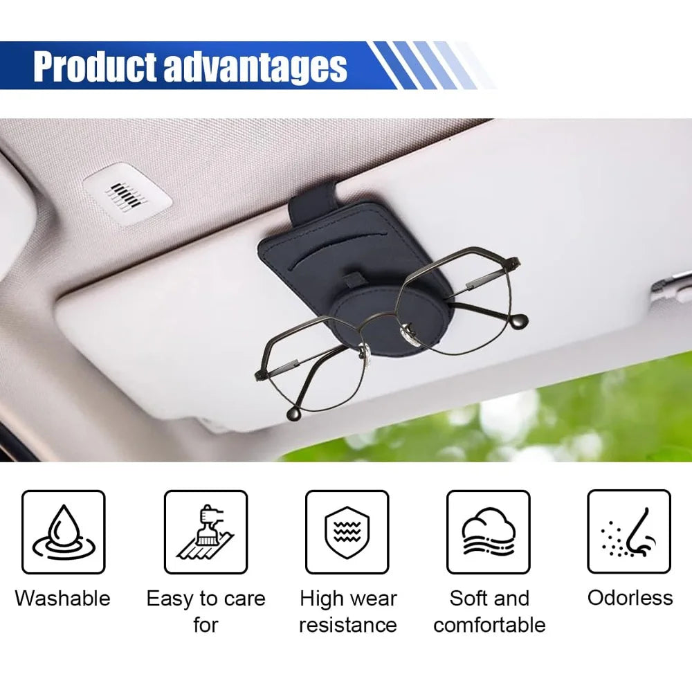 PU Leather Glasses and Card Holders in Car Magnetic Sunglass Frame Eyeglass Hanger Clip for Car Sun Visor Car Glasses Frame