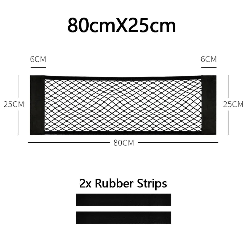 Car Trunk Net Car Double Storage Network Bag Auto Seat Back Fixed Mesh Pocket Universal Car Elastic Velcro Straps Net Organizer