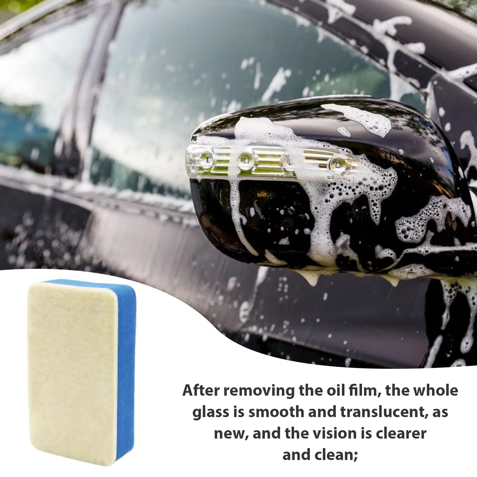 Car Window Oil Film Remover Cleaning Brush & Wipes Easy Defogger Cleaner for Auto Vehicle Windshield Rain Clear Sight