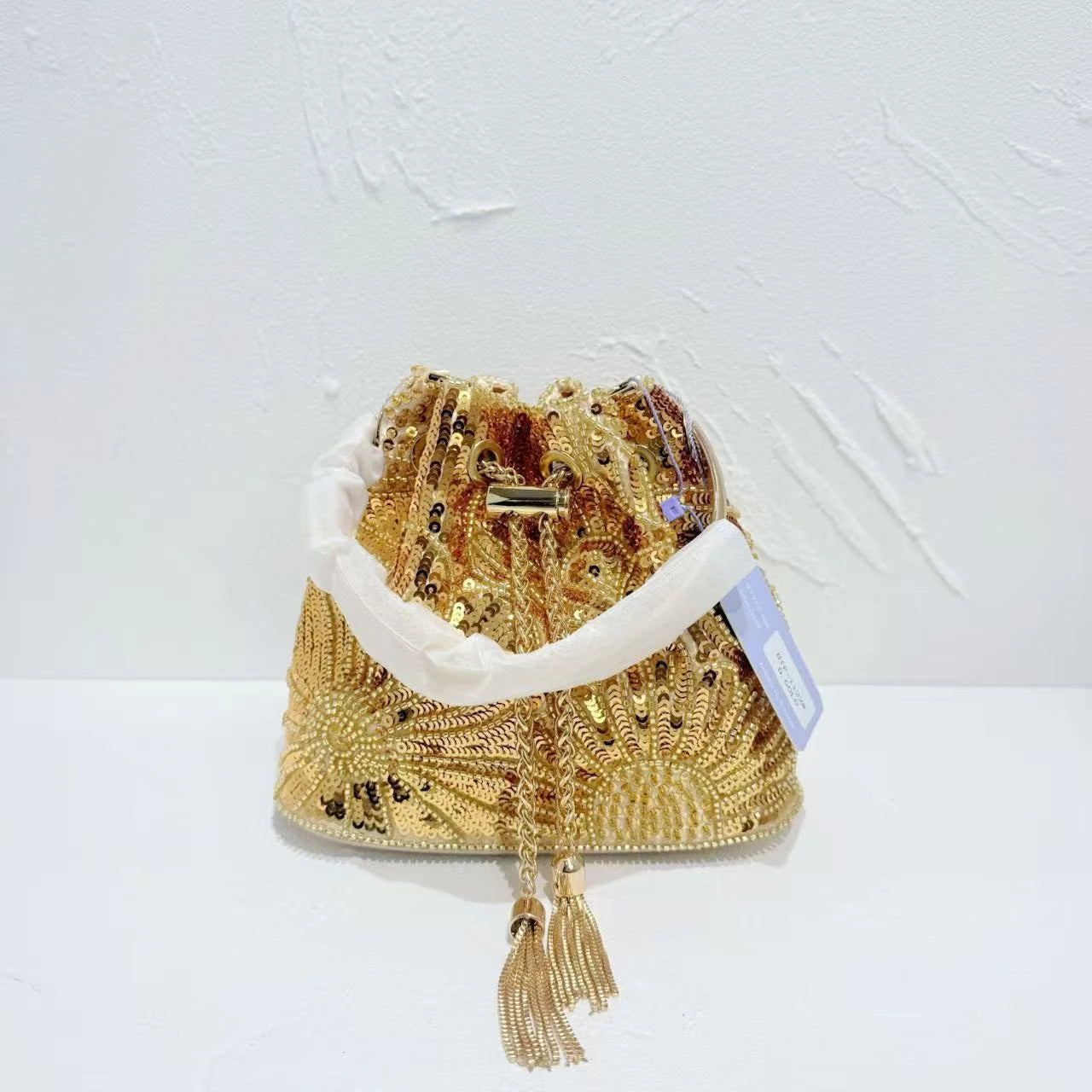Women Bead Embroidery Shoulder Bag Women Fashionable Sequins Crossbody Chain Bucket Bag Handbag Shoulder Bags