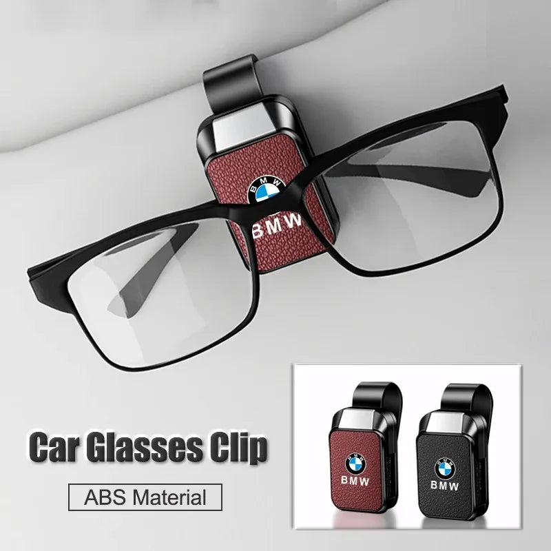 For BMW M 50th E39 E46 E60 E70 E91 E92 F10 F40 G01 X3 X5 X6 X7 Leather+ABS Car Sun Visor Glasses Clip Interior Sunglasses Holder