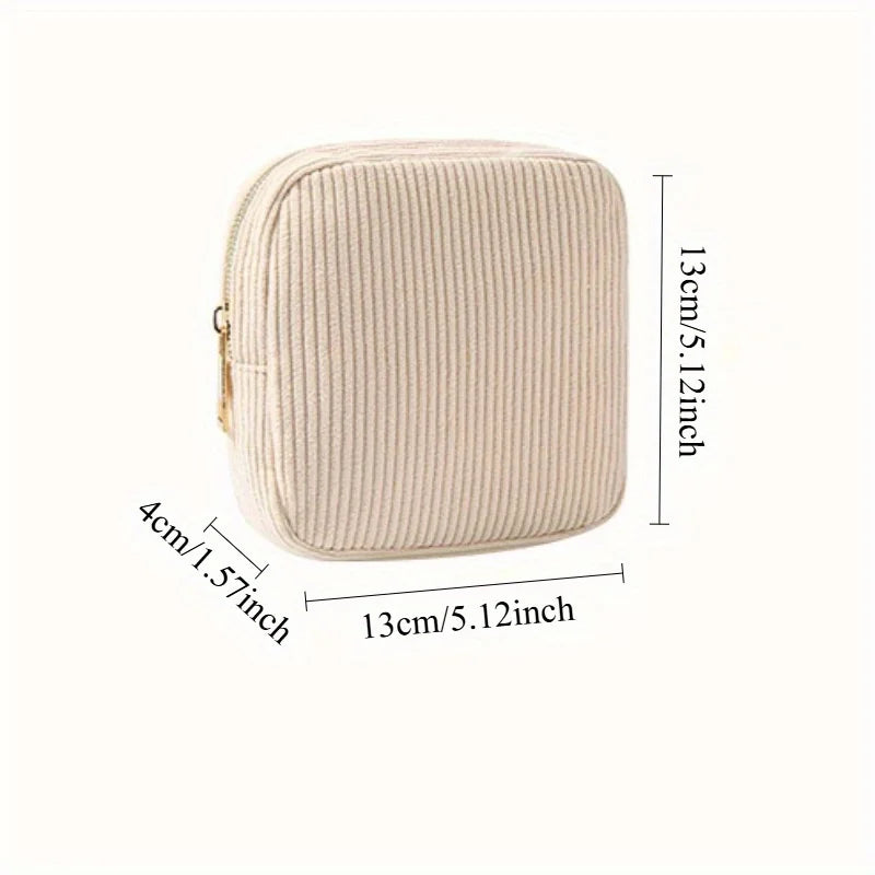 Compact Makeup Bags for Travel, Featuring Zippers, Earphone Storage, Sanitary Napkin Compartments