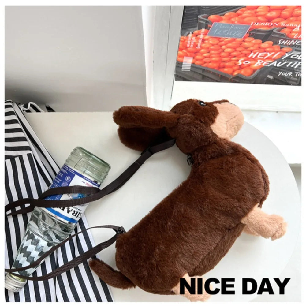 Cartoon Bag Plush Cute Puppy New Shoulder Bag  Cute Plush Crossbody Bag Women Children's Bag
