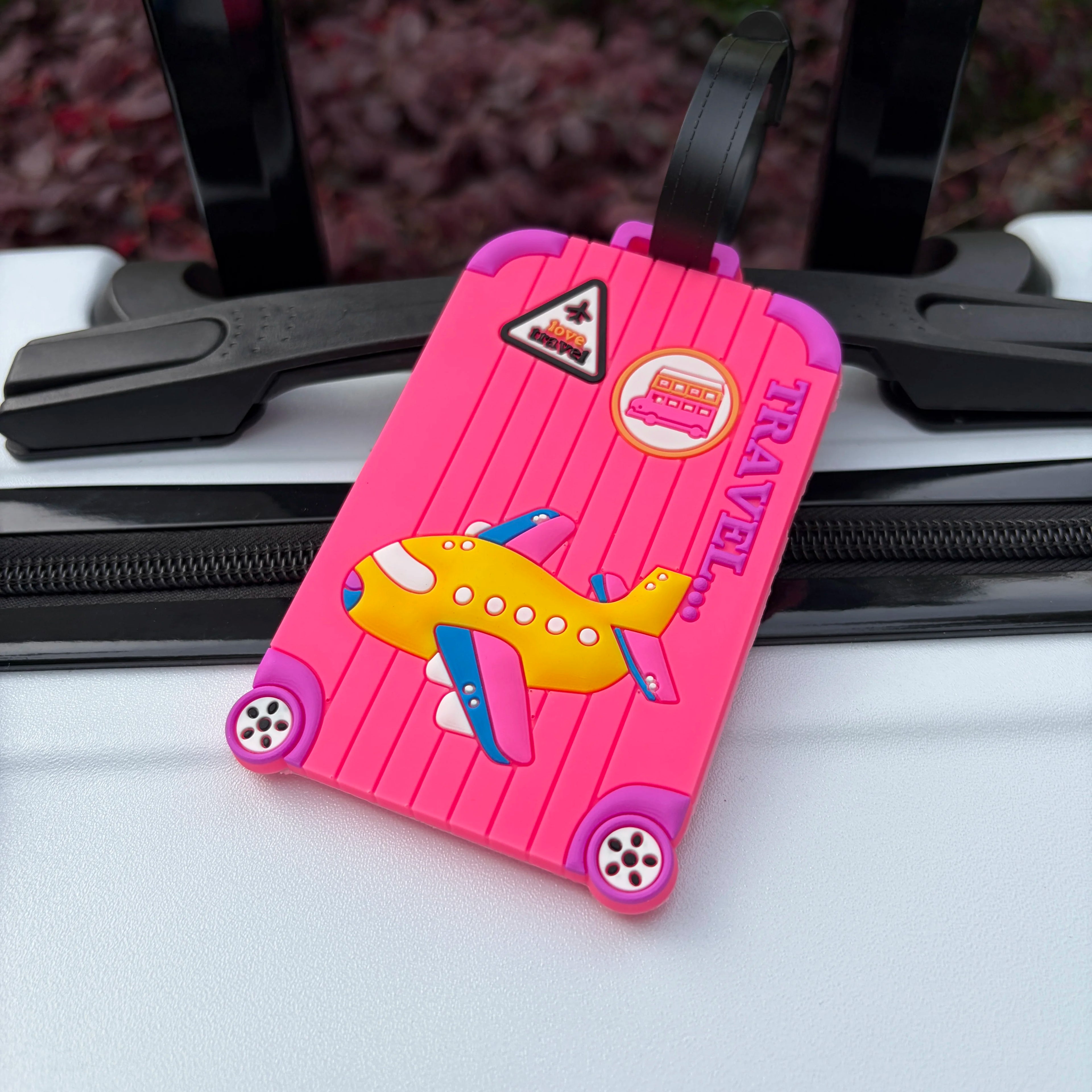Creative Silicone Airplane Luggage Tag, Anti-Lost Travel Suitcase Pendant, Bag Tag, Boarding Pass Holder, Can Include Replaceable Name Card