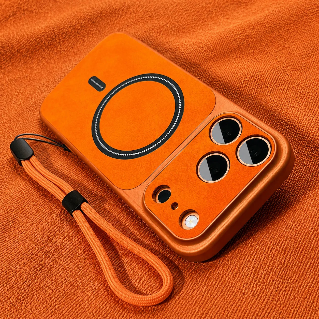 Luxury Matte Leather Magnetic Phone Cases for IPhone 17Air 17 16 15 14 13 Pro Max for Magsafe Wireless Charge with Lanyard Cover