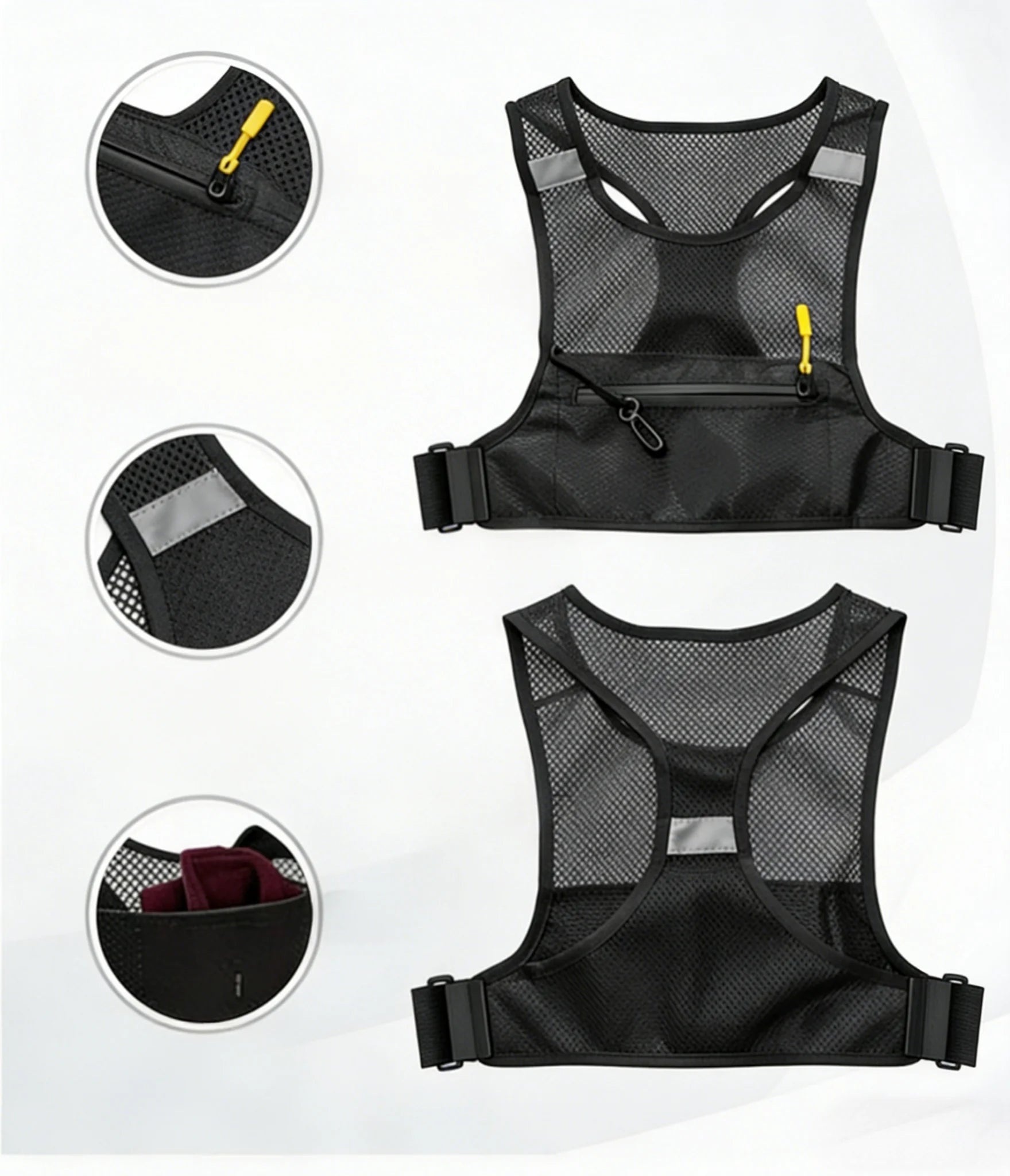 Reflective Running Chest Bag Fits 6.7" Phone - Breathable Lightweight for Marathon, Cycling, Hiking