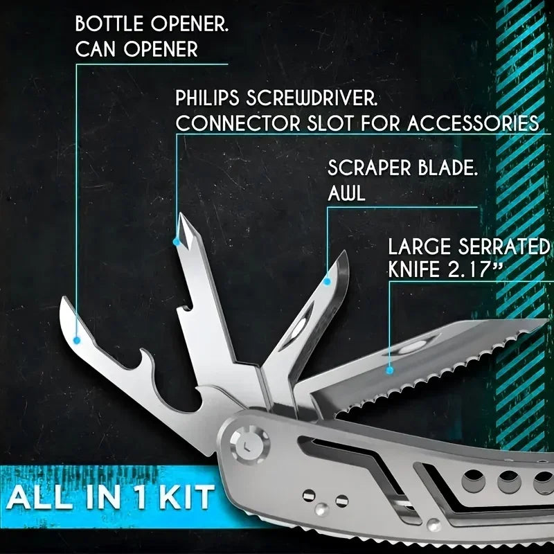 Multitool 24in1 With Mini Tools Knife Pliers And 11 Bits  Multi Tool All In One Multi Function Gear Camping Backpacking Survival